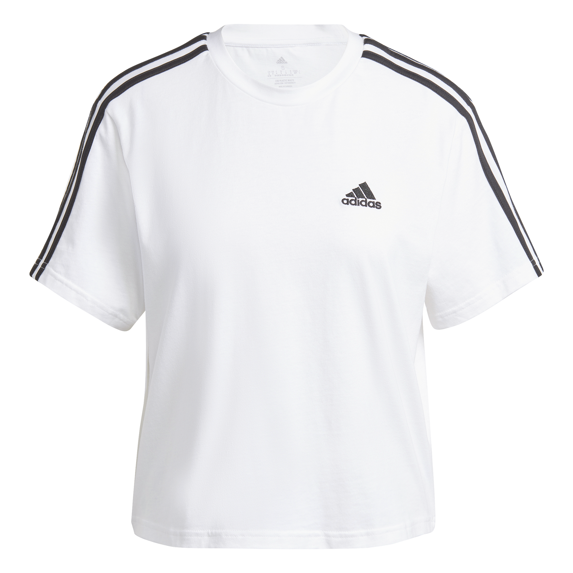 adidas Essentials 3-Stripes T-Shirt Point Jersey online Damen Weiß, Crop Tennis Single AT kaufen | Schwarz