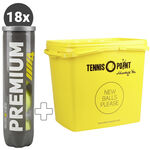 Tennis-Point 18x Premium Tennisball 4er plus Balleimer